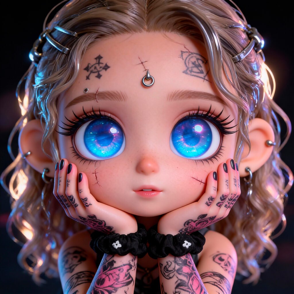 inkeddollai doll character digital illustration