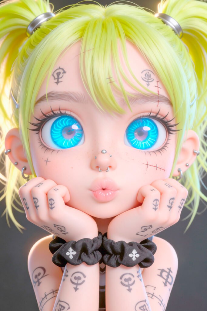 inkeddollai inked doll digital art character