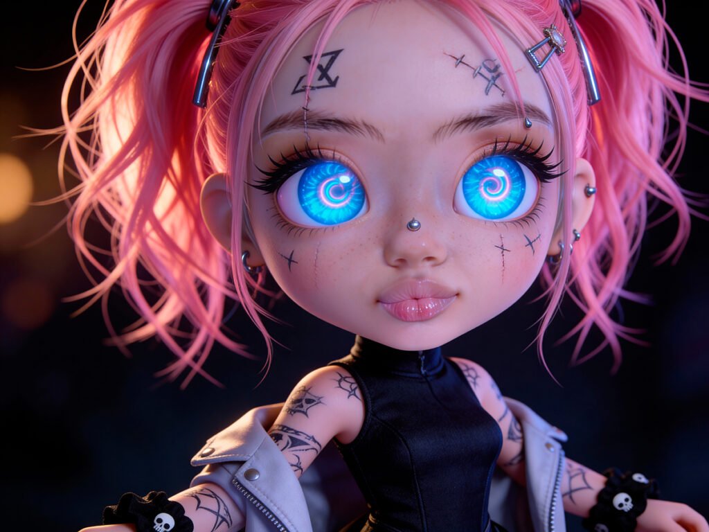 Close visual fragment of Luna Riot world showing dark mood and inked details