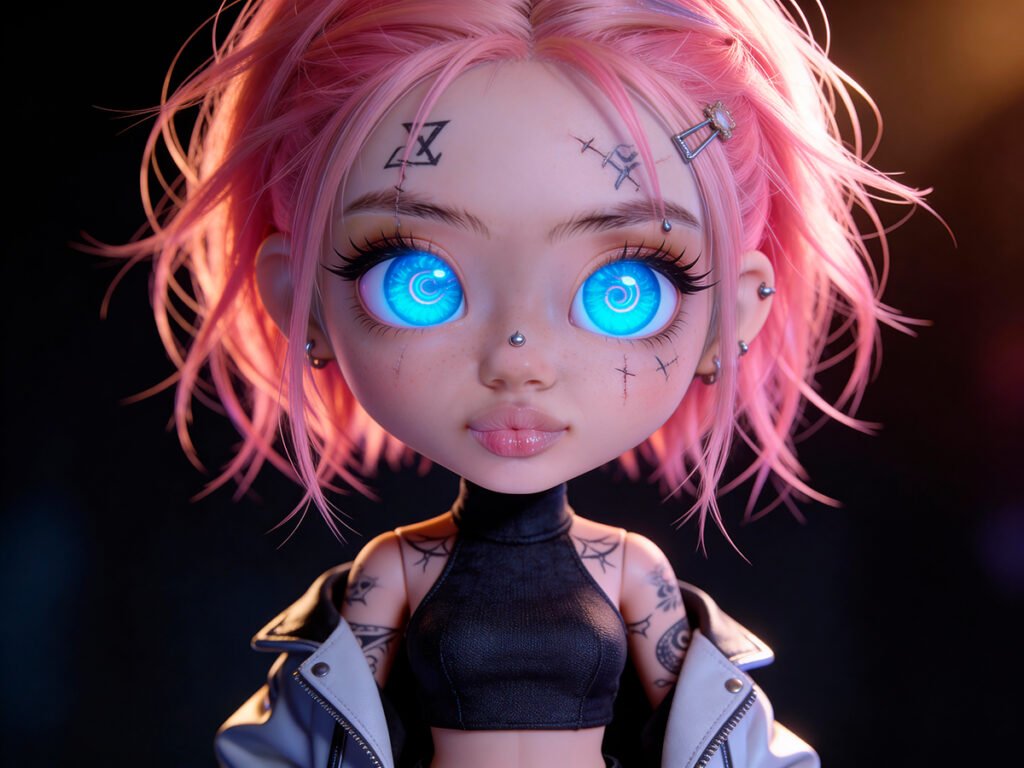 Visual scene from Luna Riot world with gothic dreamy atmosphere