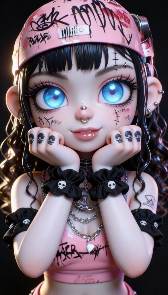 inkeddollai tattooed doll scarlet echo digital art
